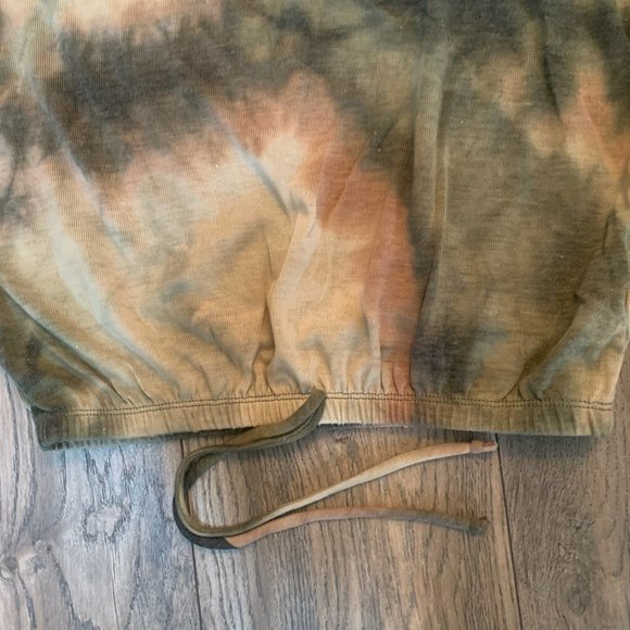 NWT GAZE WOMEN'S TIE DYE ELASTIC TIE‎ WAIST BLOUSE GREEN MULTI-COLORED SMALL - Picture 4 of 6